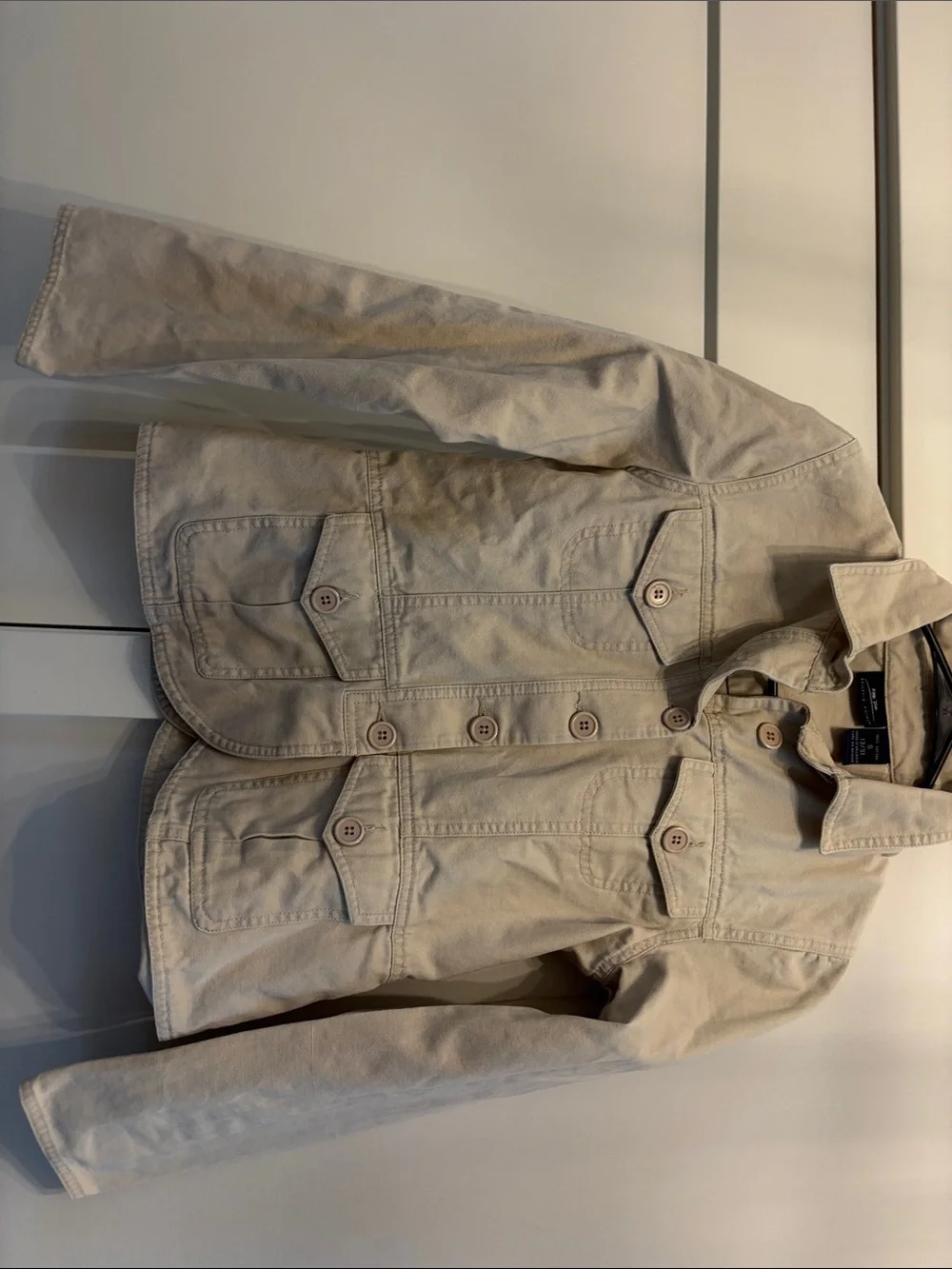 Girls' Cream Button-Front Denim Jacket - Classic Utility Style